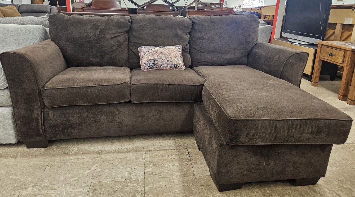 Chocolate-brown chaise sectional