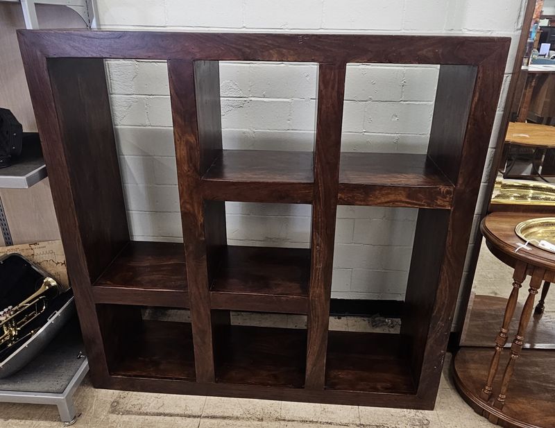 Modern solid wood cube bookshelf.