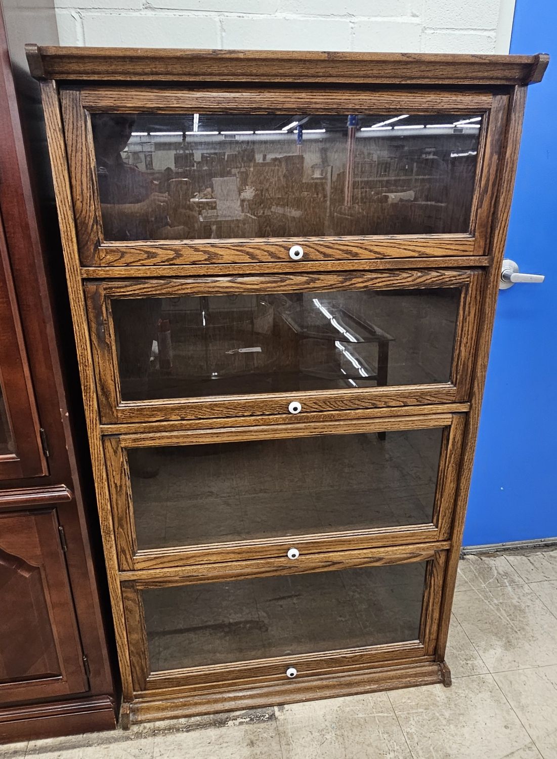 Oak barrister-style bookcase