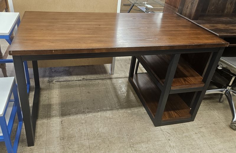 Chocolate modern industrial-style desk.