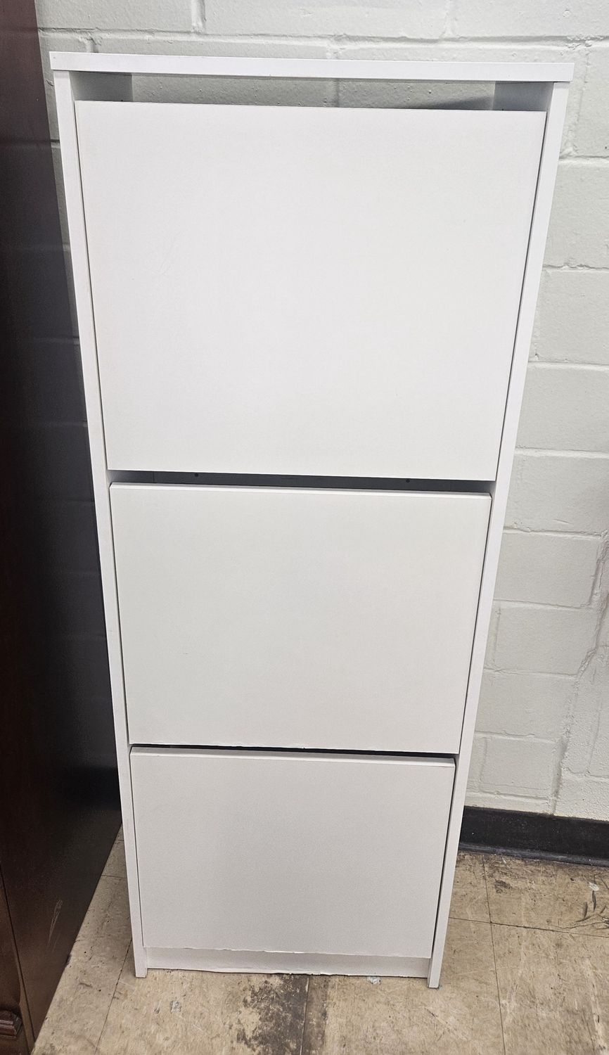 Modern White 3-Tier Shoe Cabinet