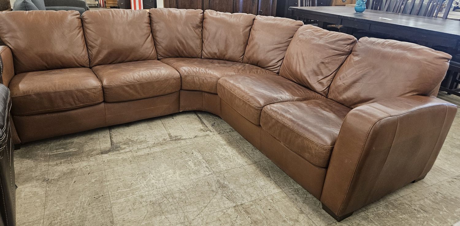 Genuine Leather Curved Sectional Sofa