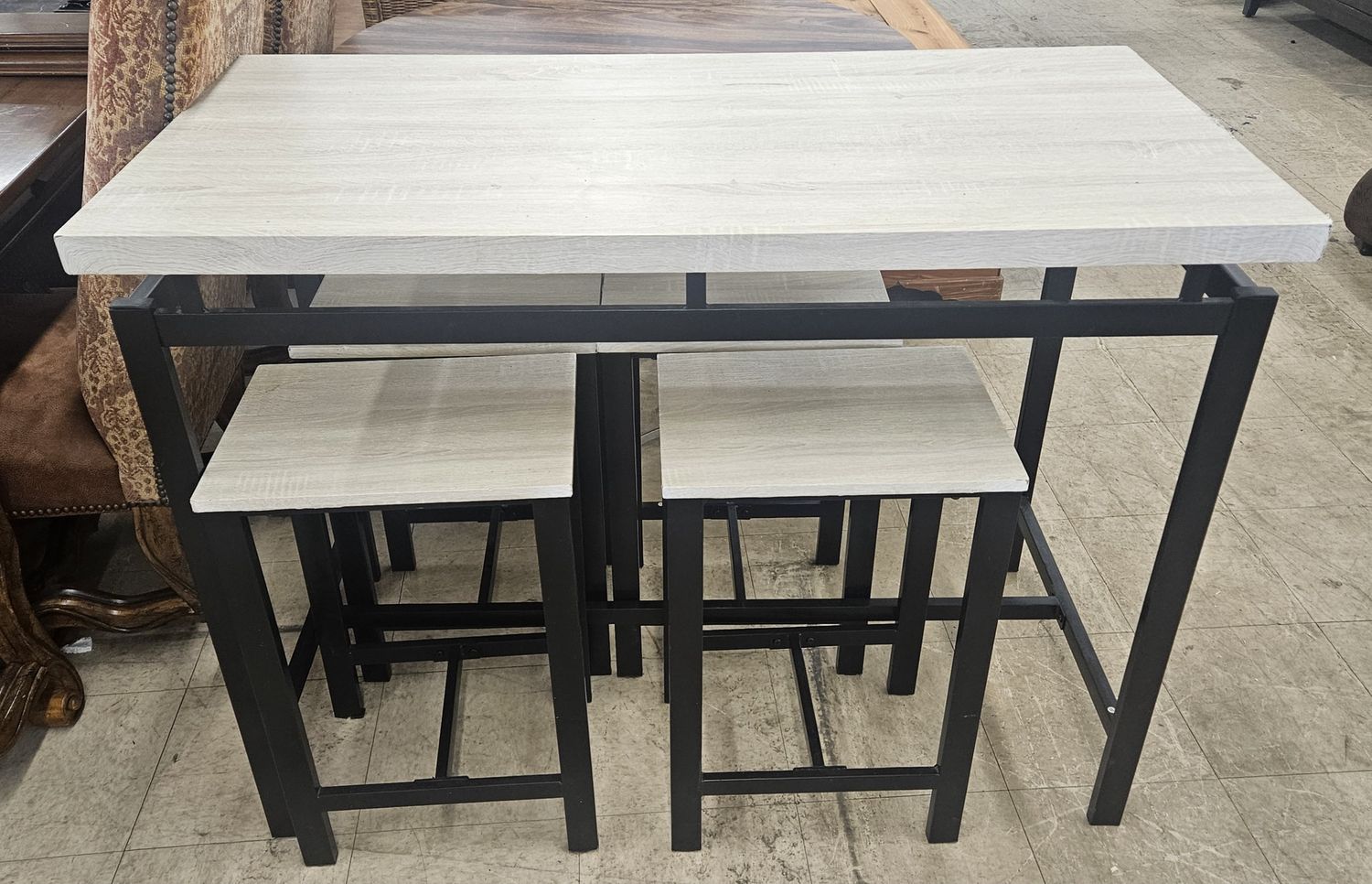 Modern 5-Piece Bar Height Dining Set (Table + 4 Stools)