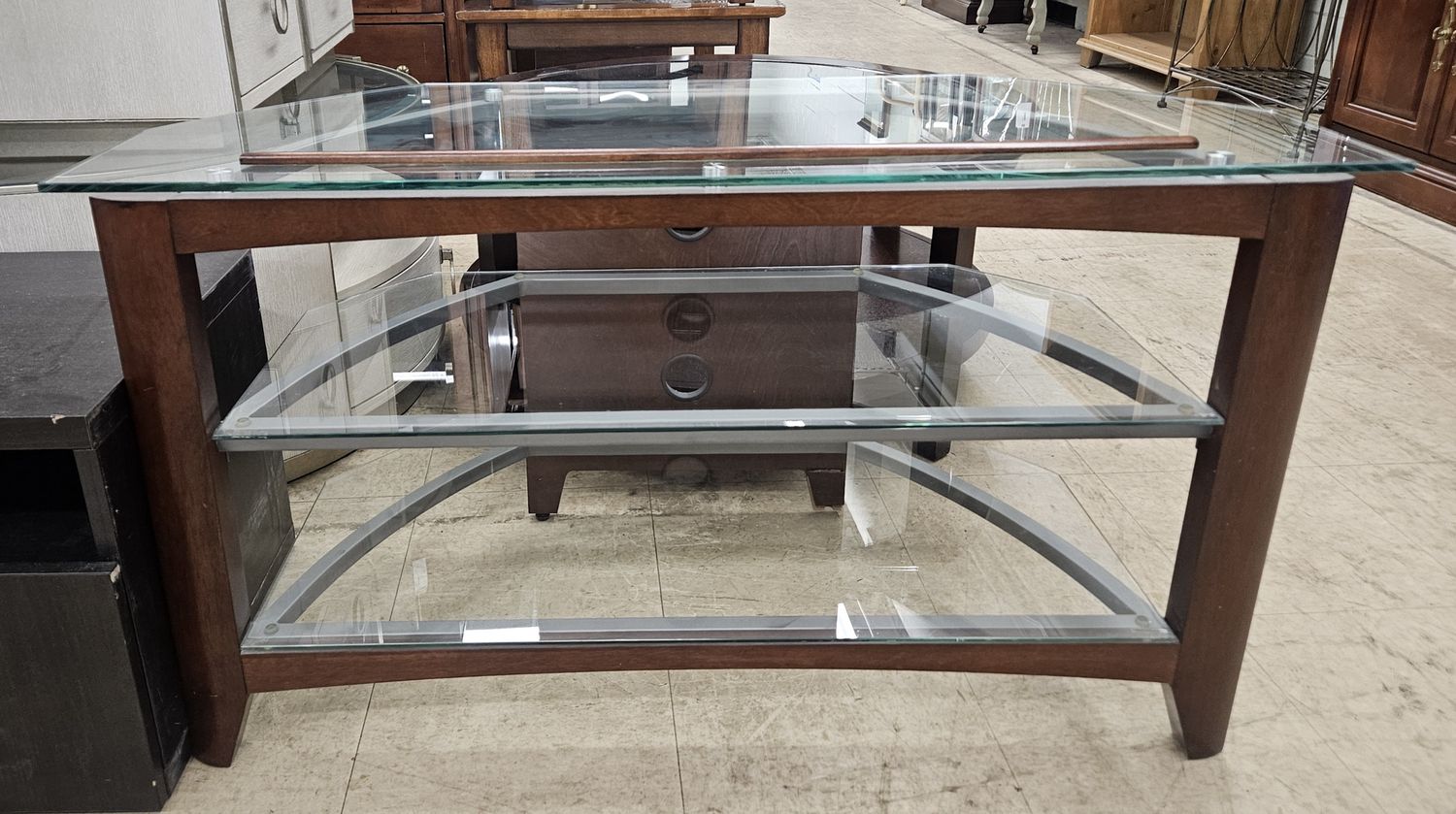 Modern Glass &amp; Wood Entertainment Console