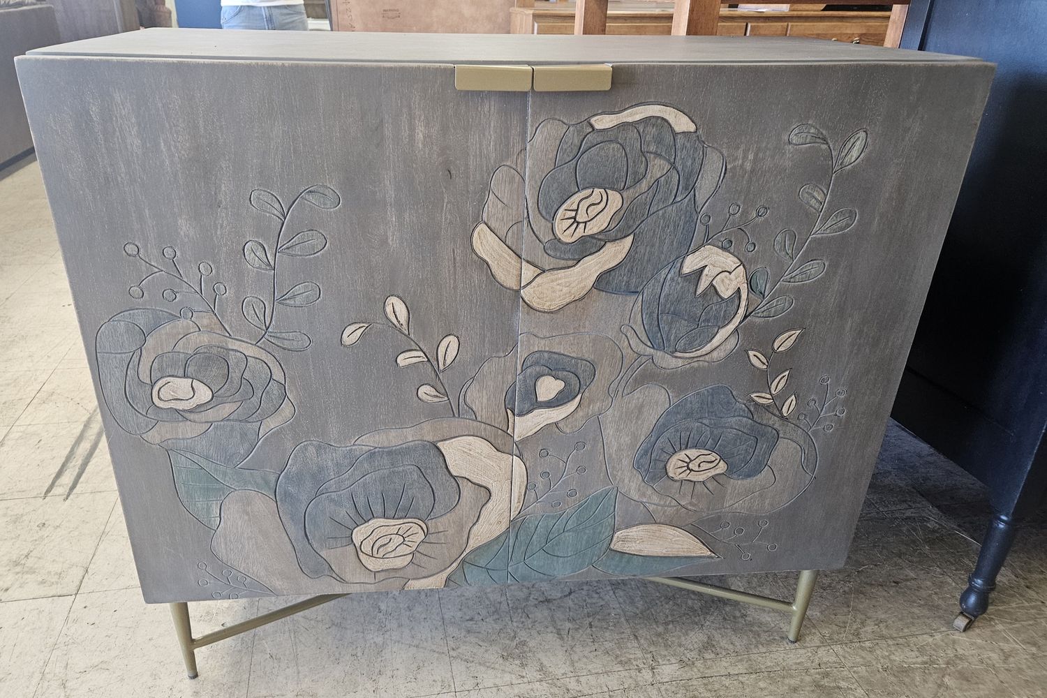 Grandin Road Brielle Cabinet – Handcrafted Floral Inlay