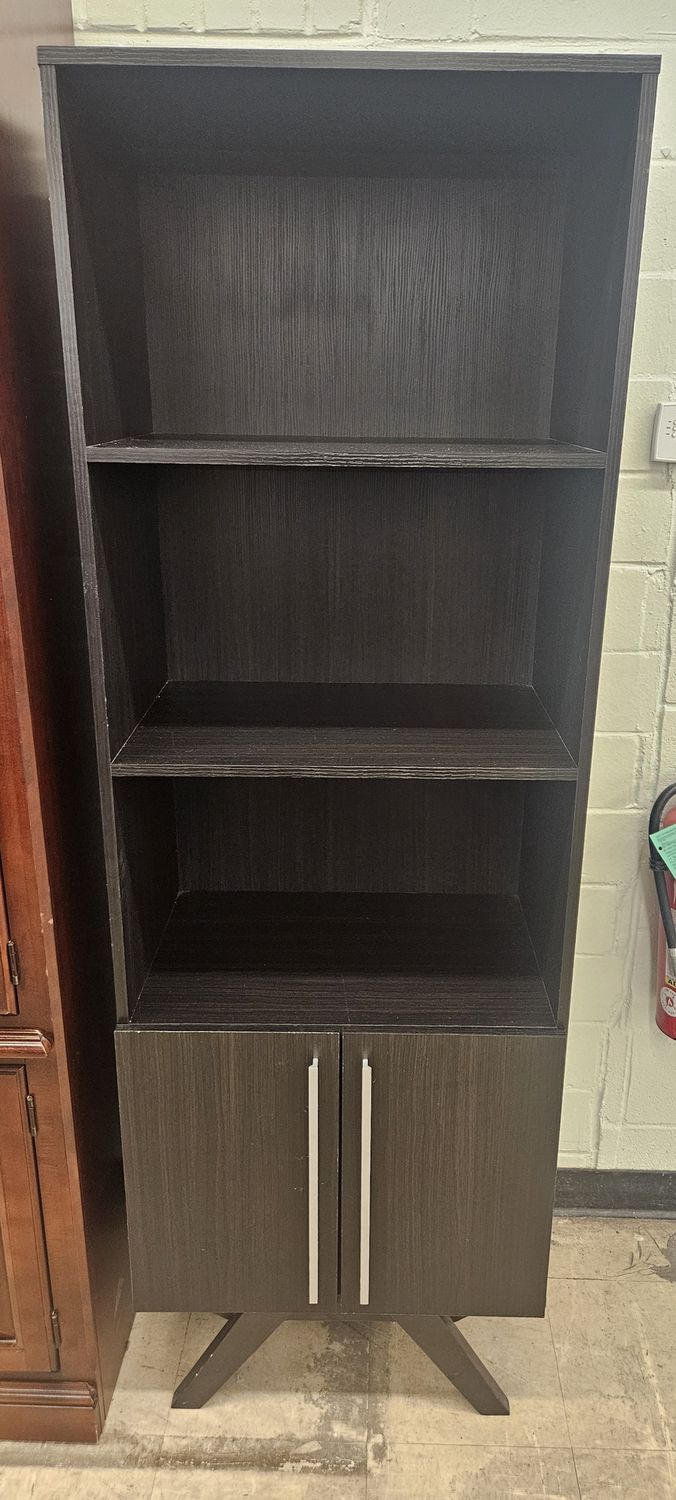 Modern Espresso Bookcase with Cabinet Storage