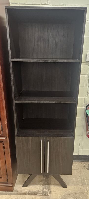 Modern Espresso Bookcase with Cabinet Storage