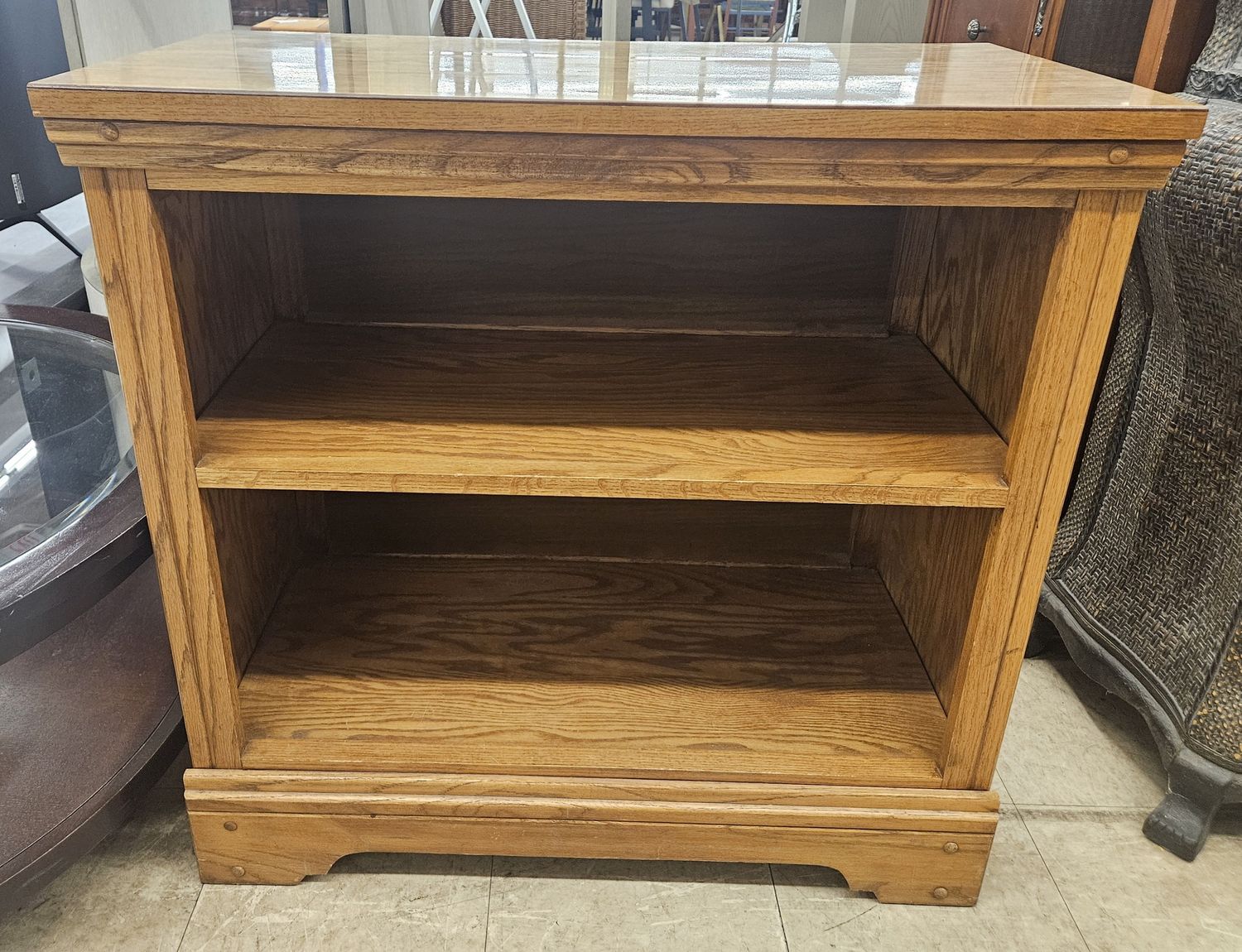 Solid Oak 2-Shelf Bookcase