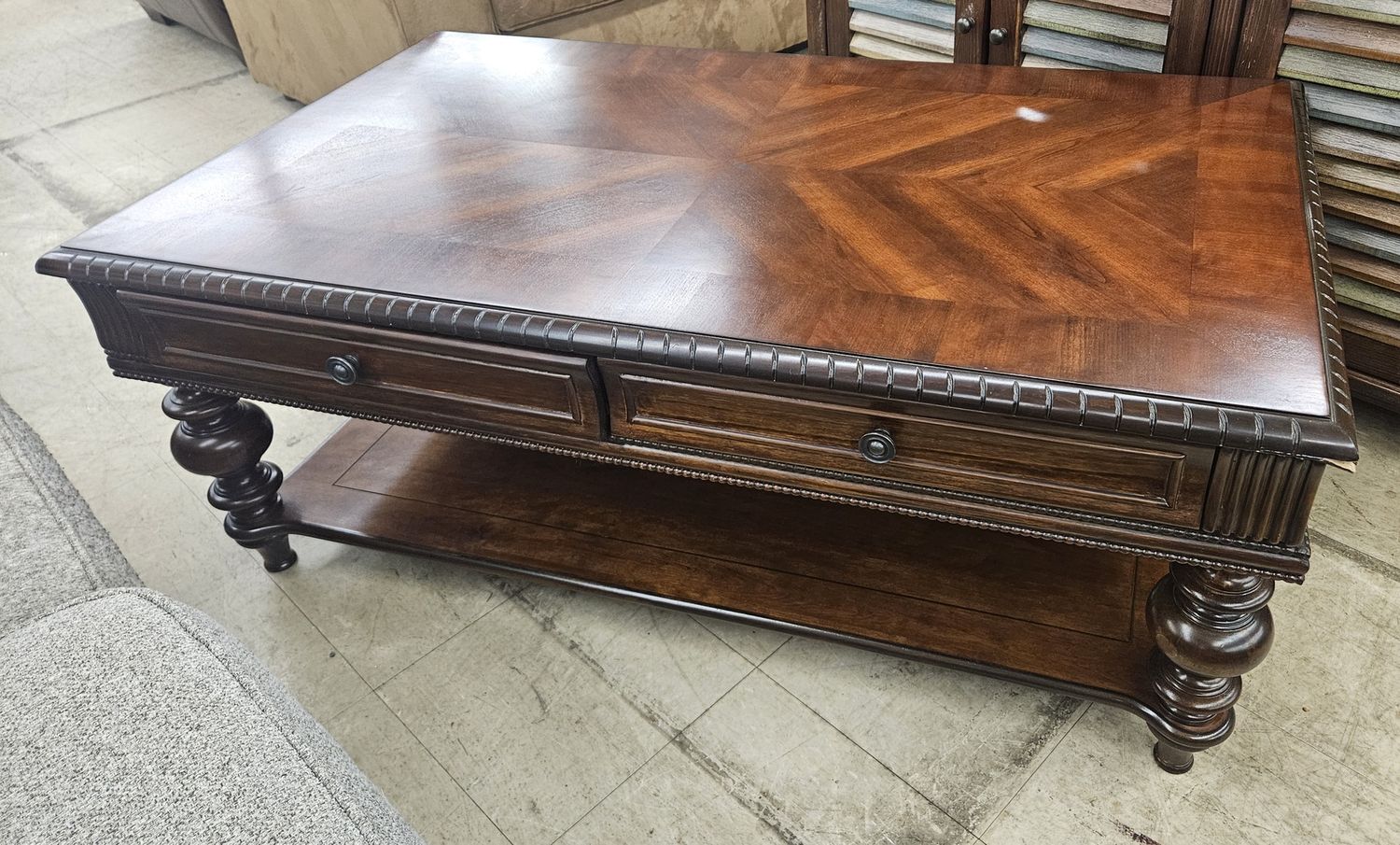 Traditional Solid Wood Coffee Table with Drawers