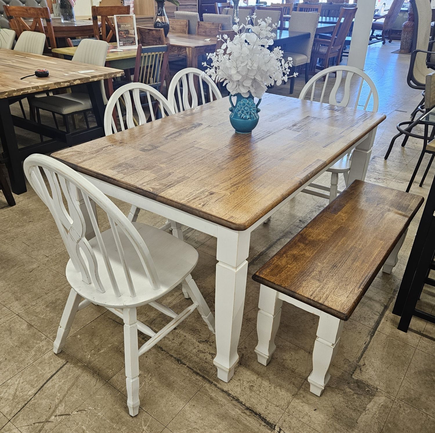 Farmhouse Dining Set with Bench