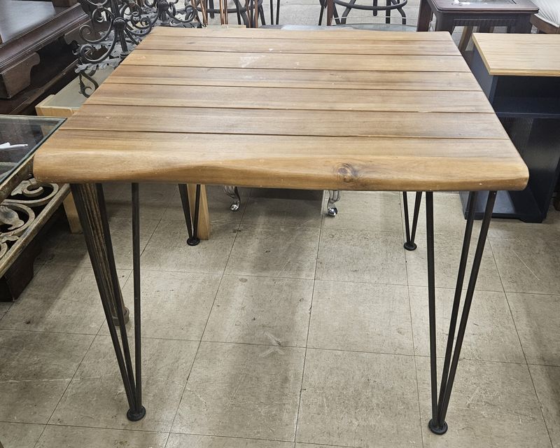 Rustic Wood and Metal Dining Table