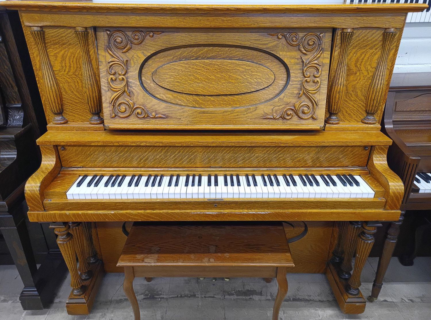 Oak Meister Upright Grand Piano