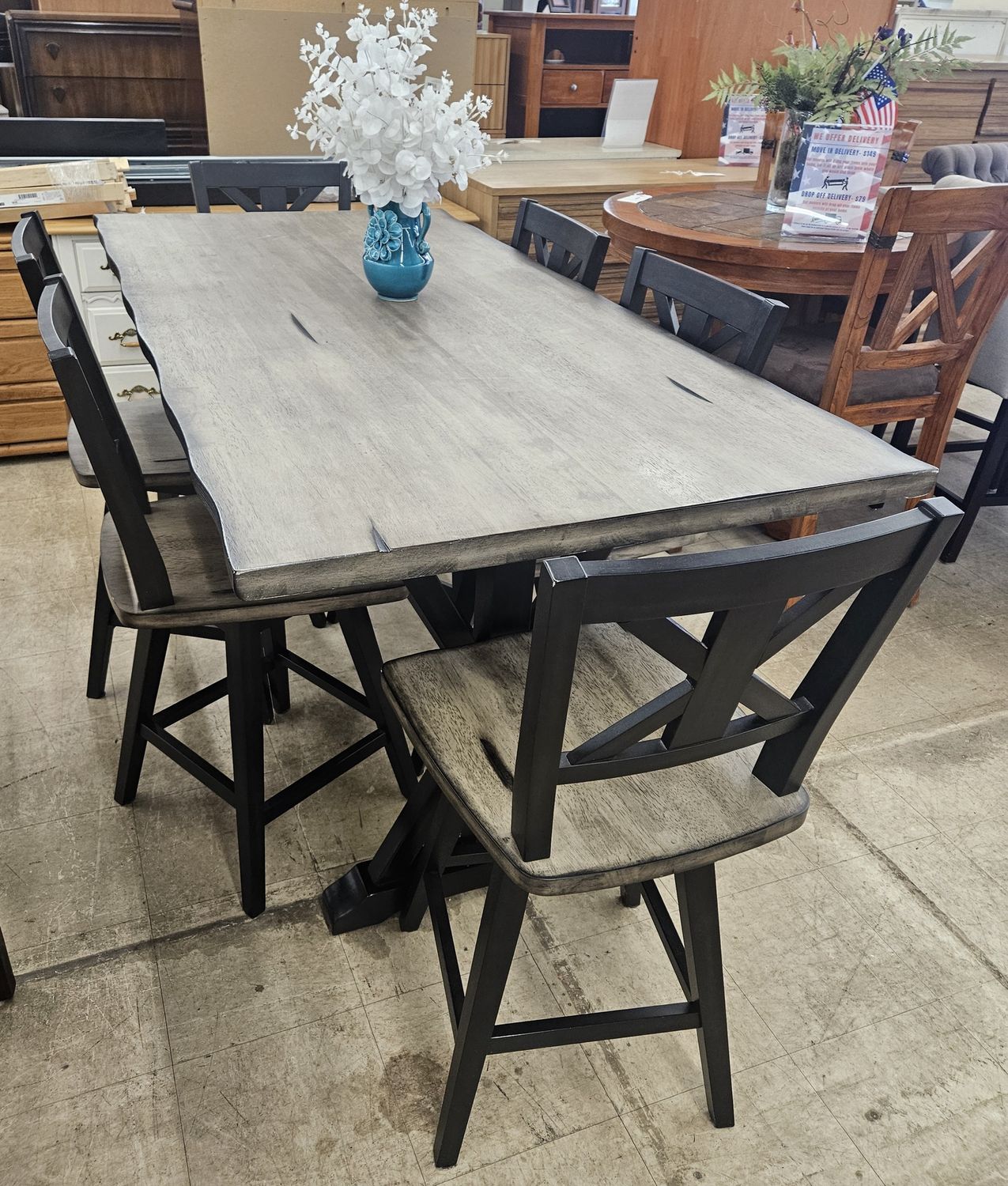 Modern farmhouse-style counter-height dining set