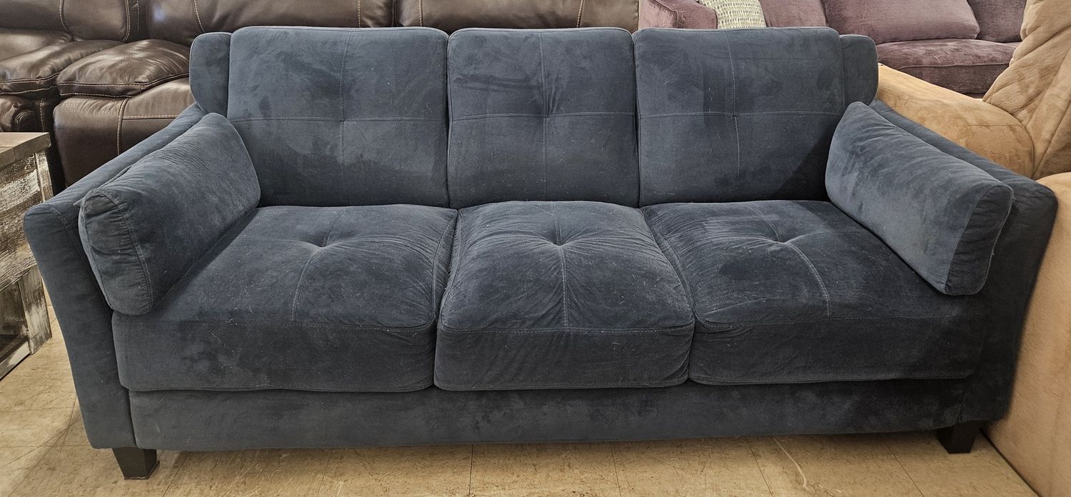 Navy plush couch