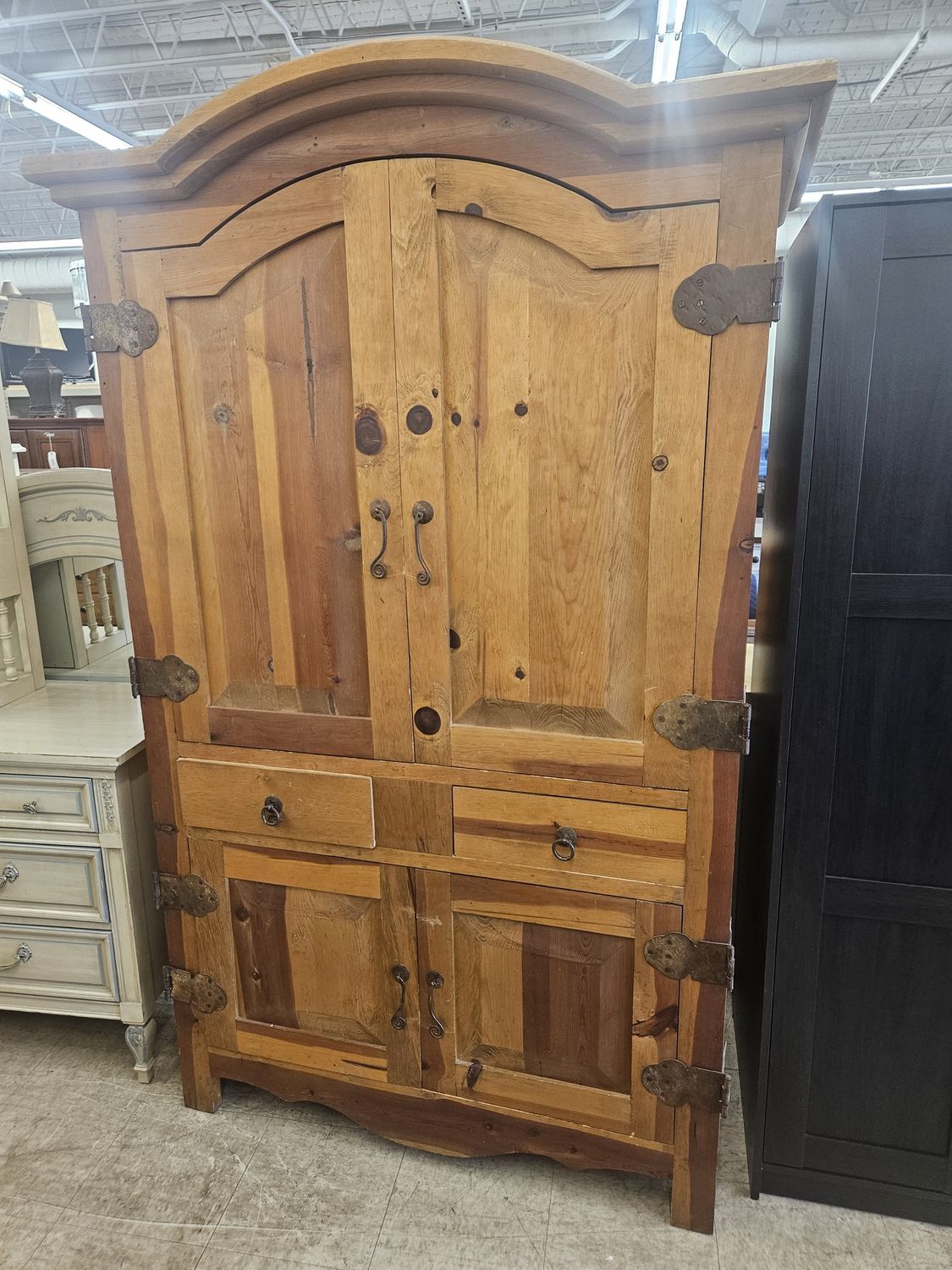 Rustic Solid Pine Armoire Wardrobe with Free Drop Off Delivery