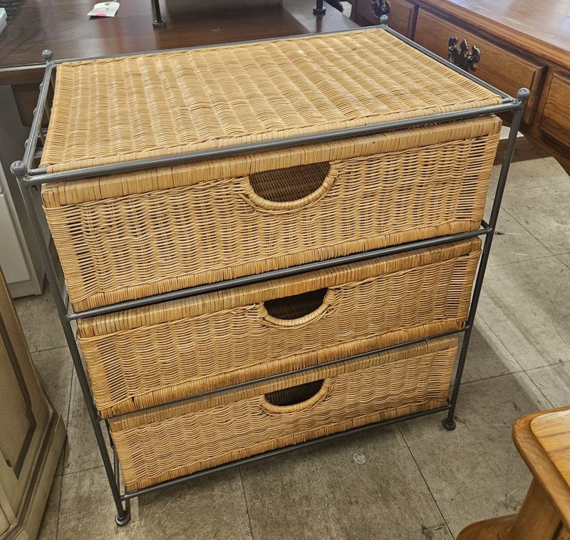 Woven Rattan 3-Drawer Storage Chest