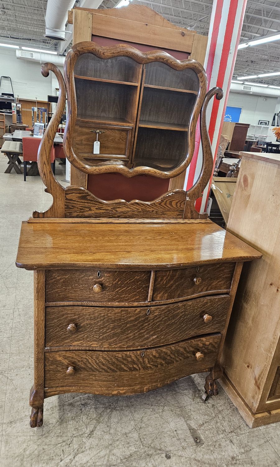 Antique Oak Dresser with Mirror