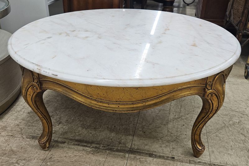 Round Marble-Top Coffee Table