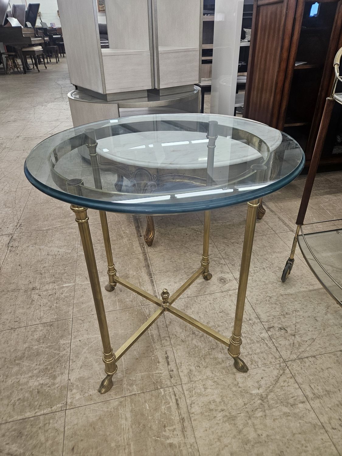 Brass &amp; Glass Accent Table