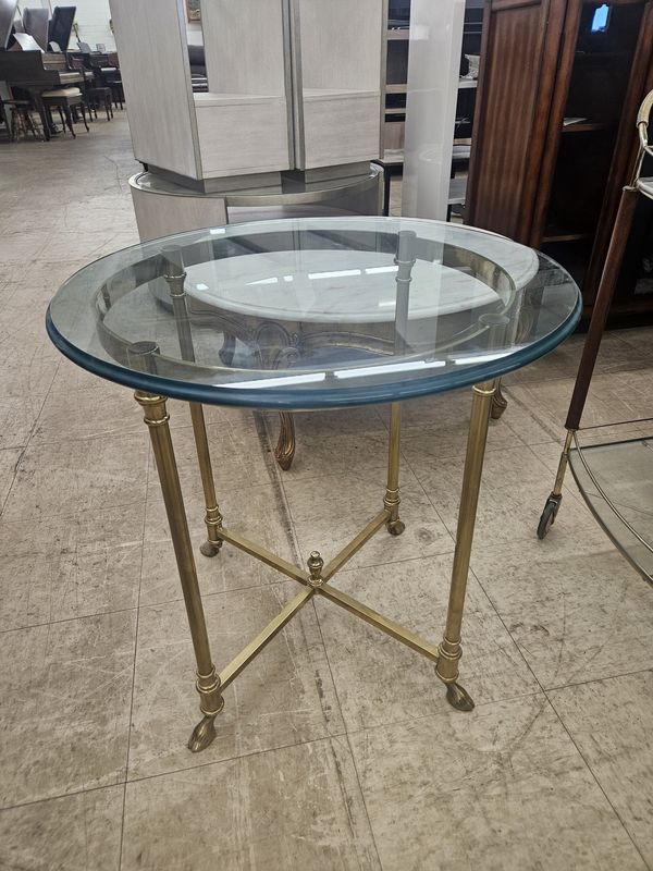 Brass &amp; Glass Accent Table