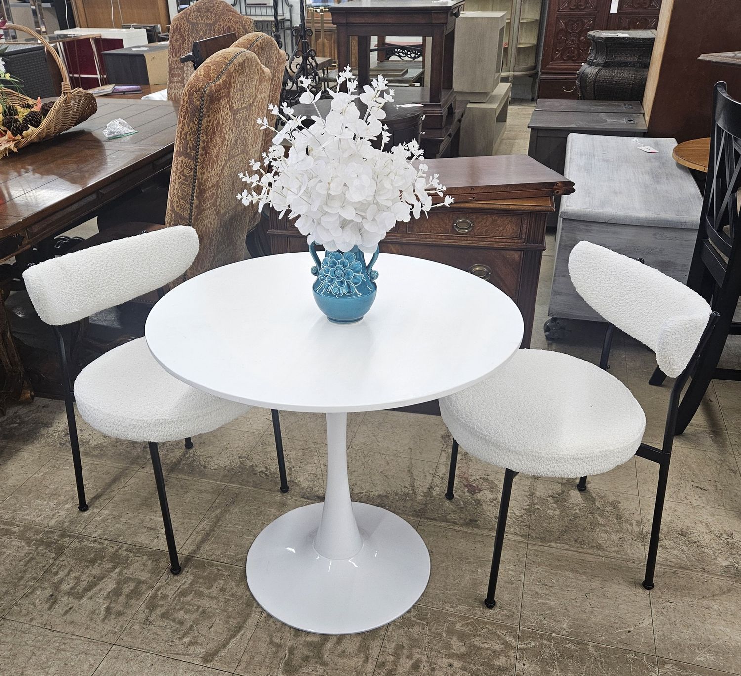 Modern Tulip-Style Dining Set (Table + 2 Chairs)