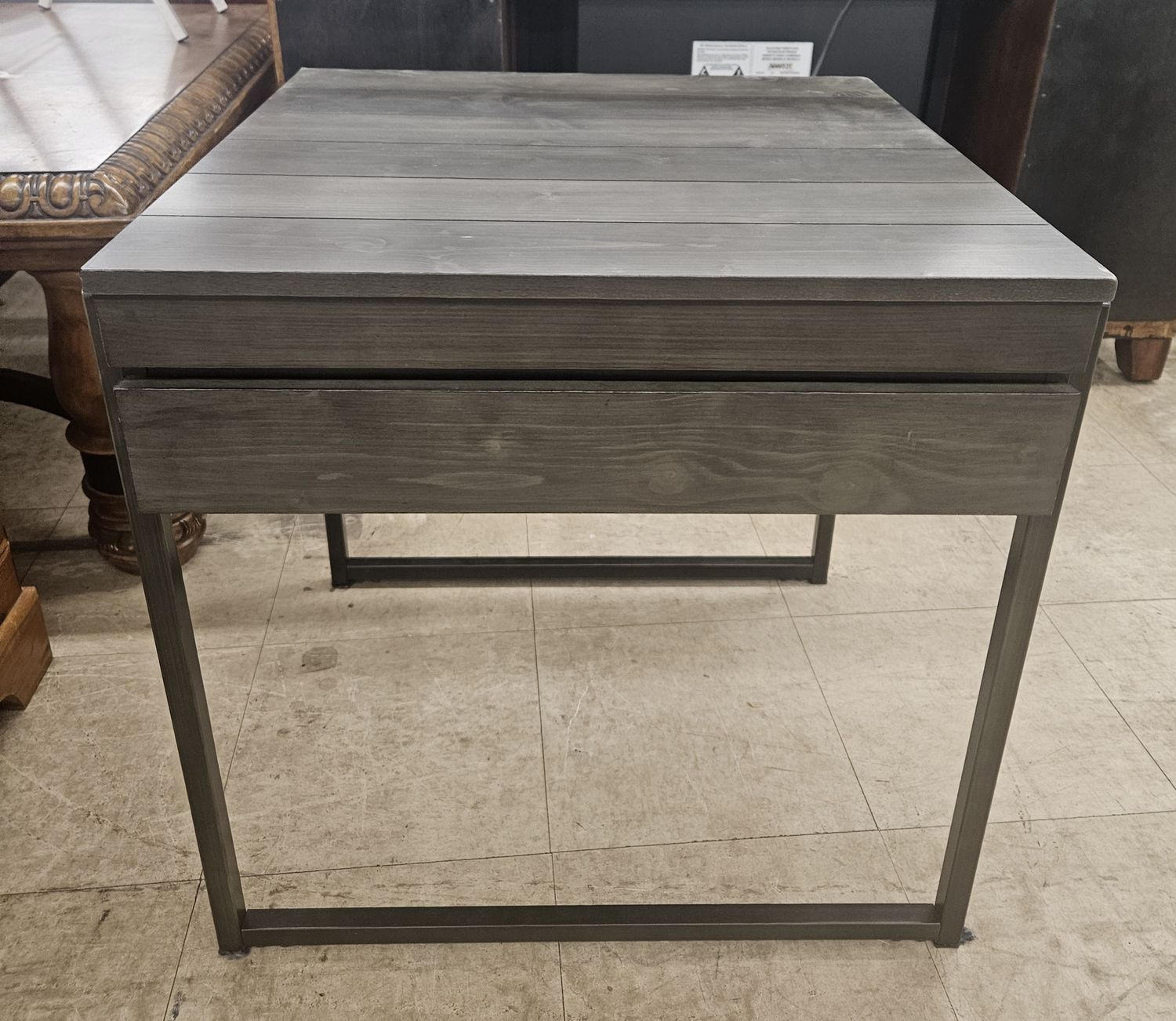 Modern Gray Wood Console Table with Storage Drawer