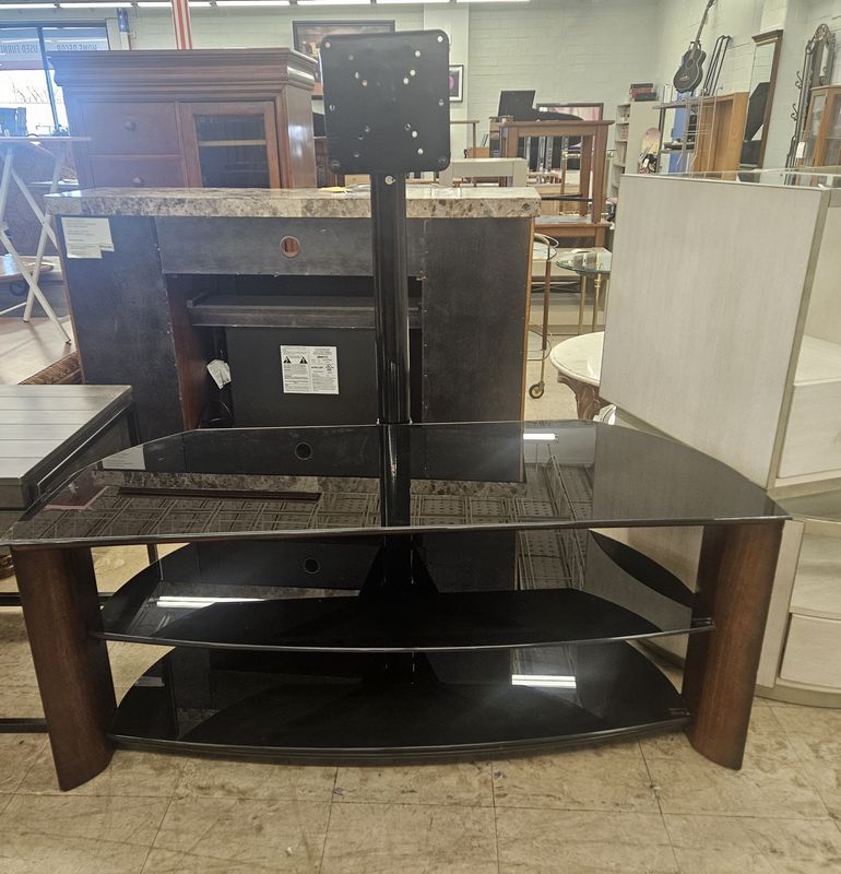 SleekCurve Media Console with Glass Shelving