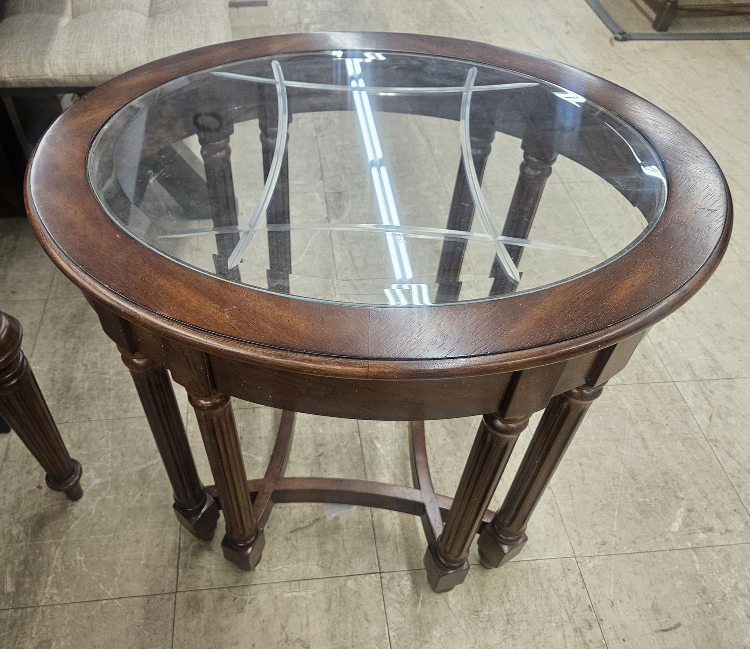 Classic Round Glass-Top Accent Table