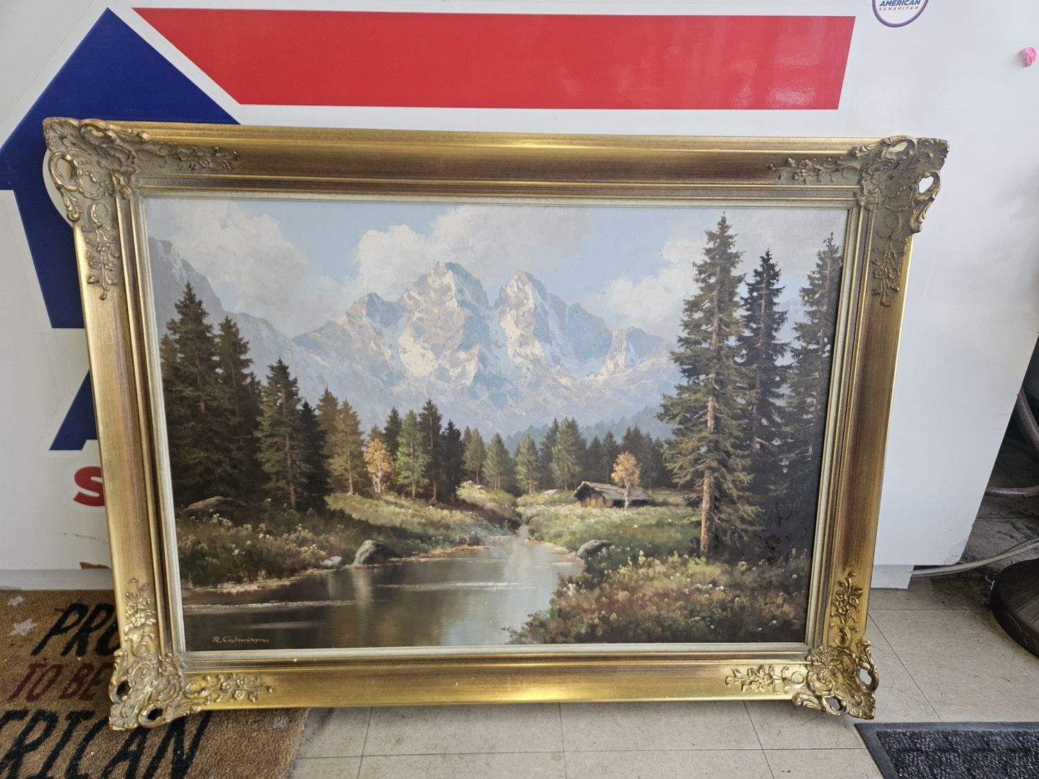 Grand Mountain Vista Framed Landscape Painting