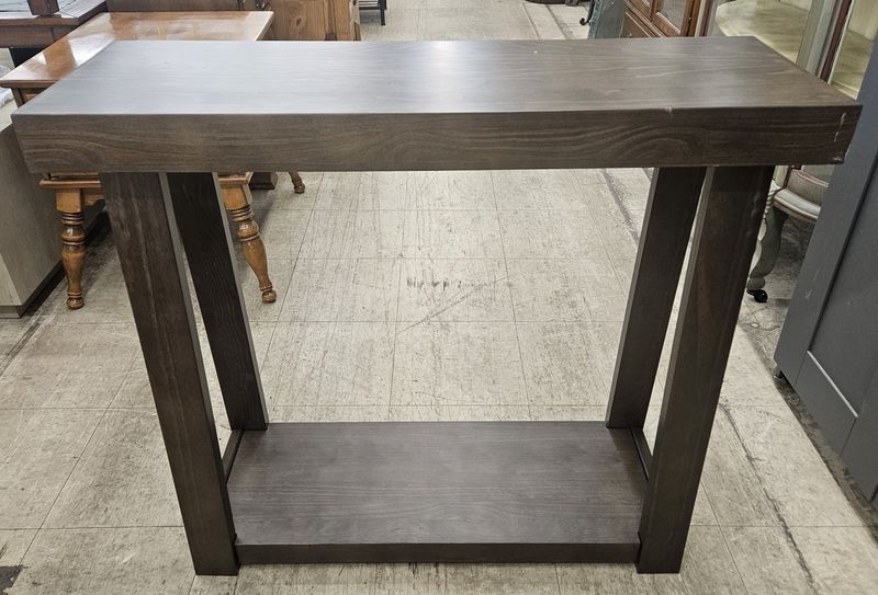 Solid Wood Modern Console Table with Lower Shelf