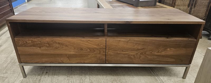 Crate &amp; Barrel Solid Walnut Modern Media Console - FREE DELIVERY