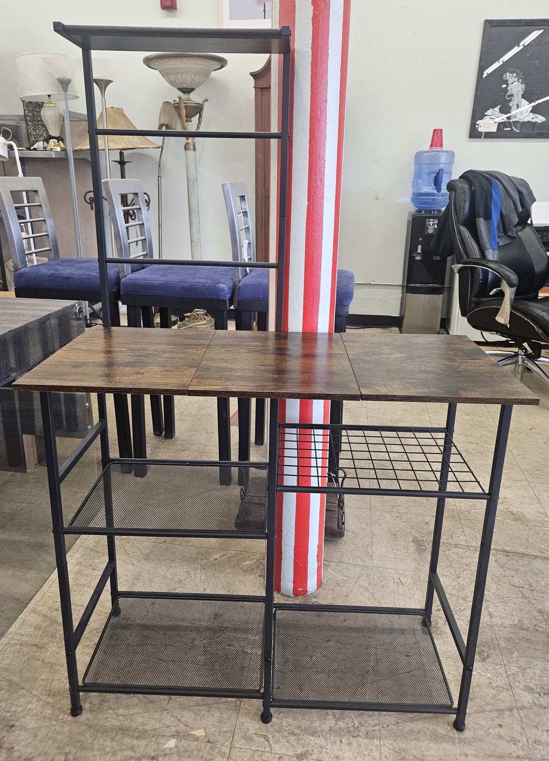 Industrial Wood &amp; Metal Writing Desk with Shelving