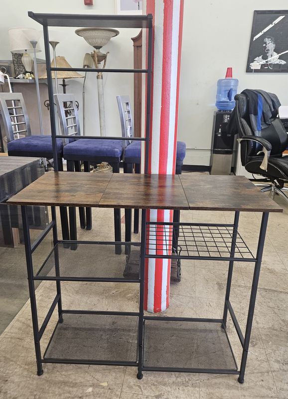Industrial Wood &amp; Metal Writing Desk with Shelving