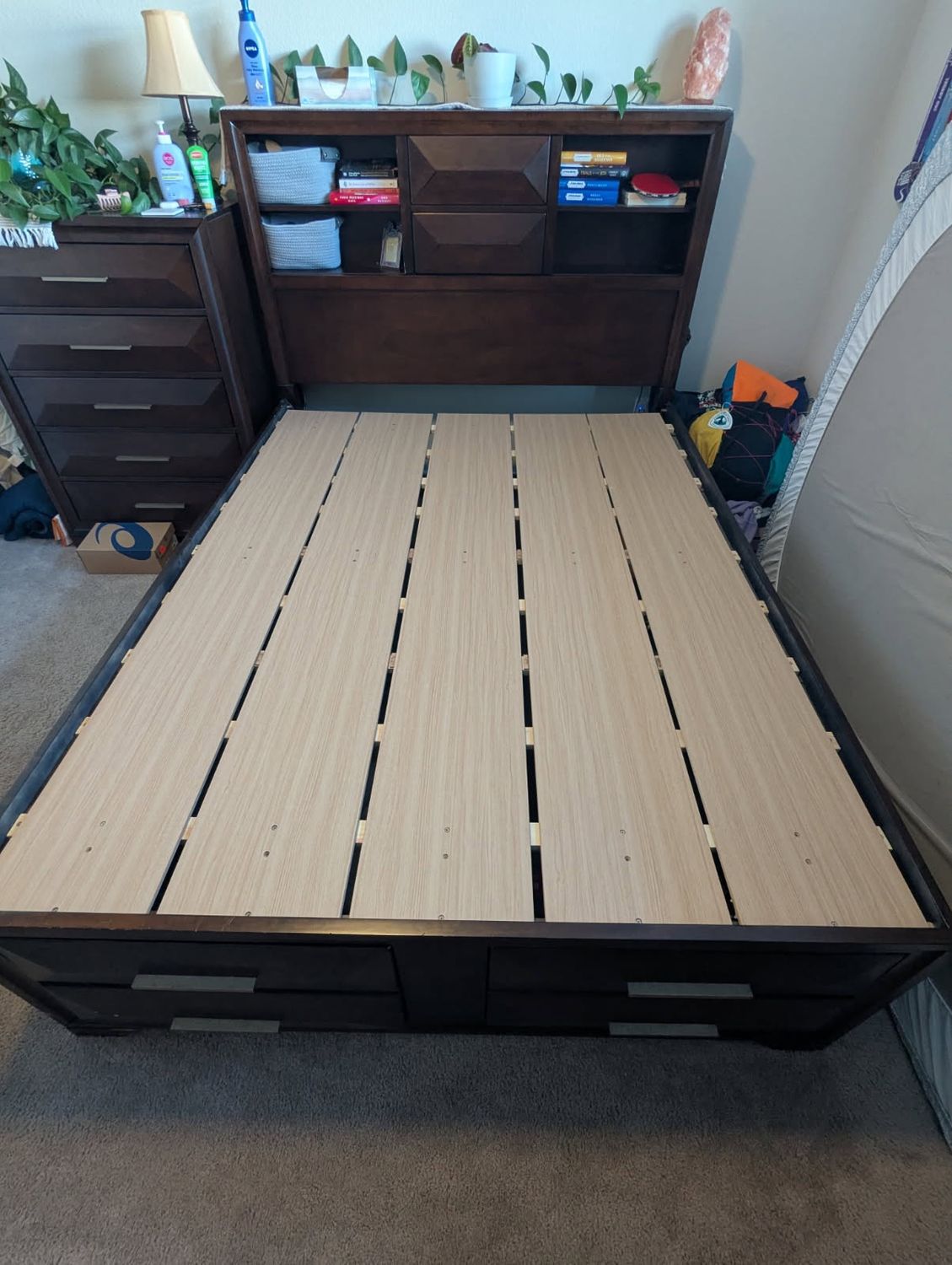 Modern Espresso Storage Platform Bed Frame - FREE DELIVERY