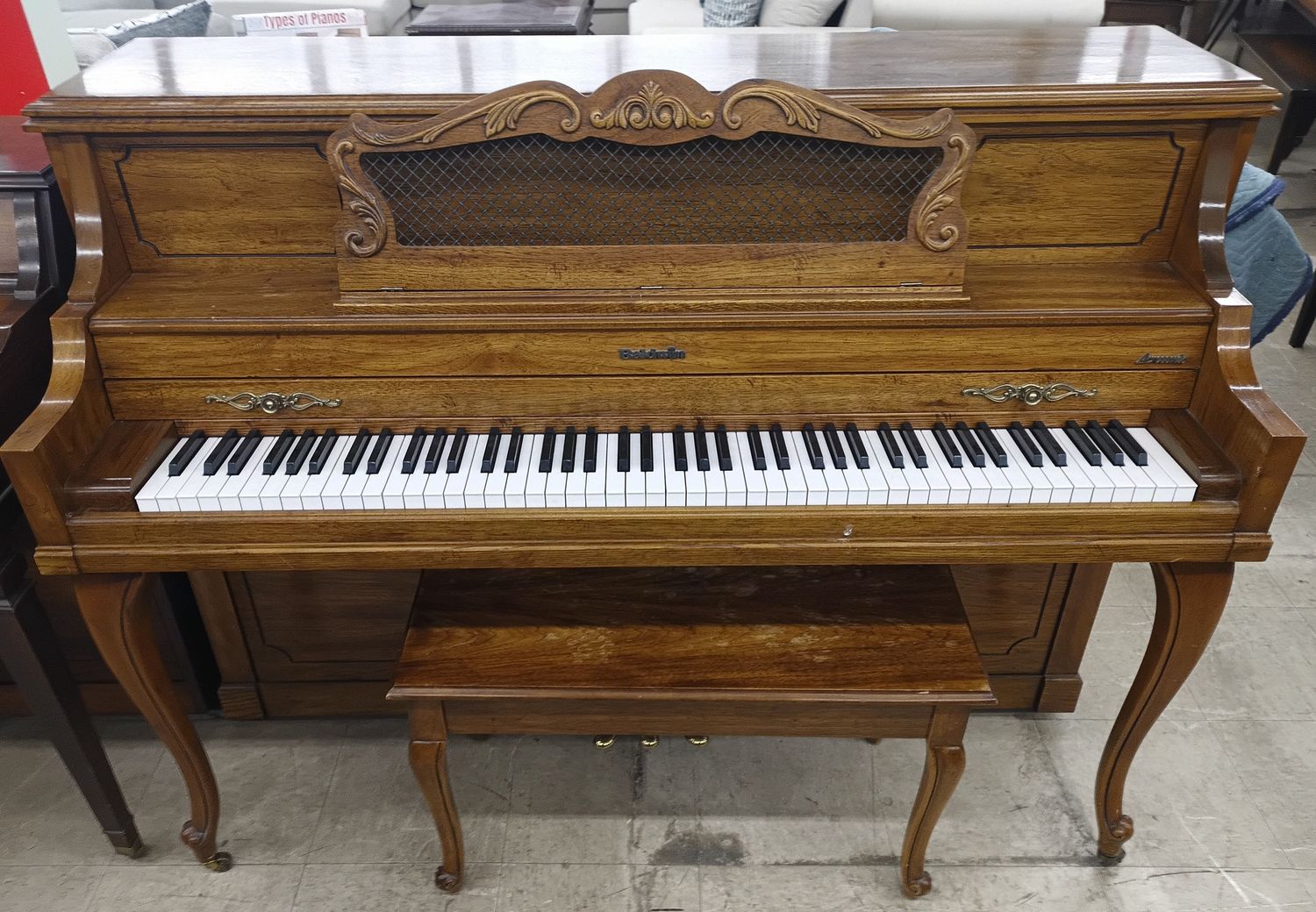 French Provincial Baldwin Console Piano