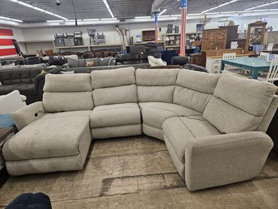 Beige power recliner sectional