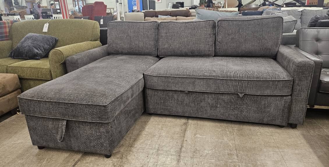 Gray Storage Sleeper Sectional with Reversible Chaise - FREE DELIVERY