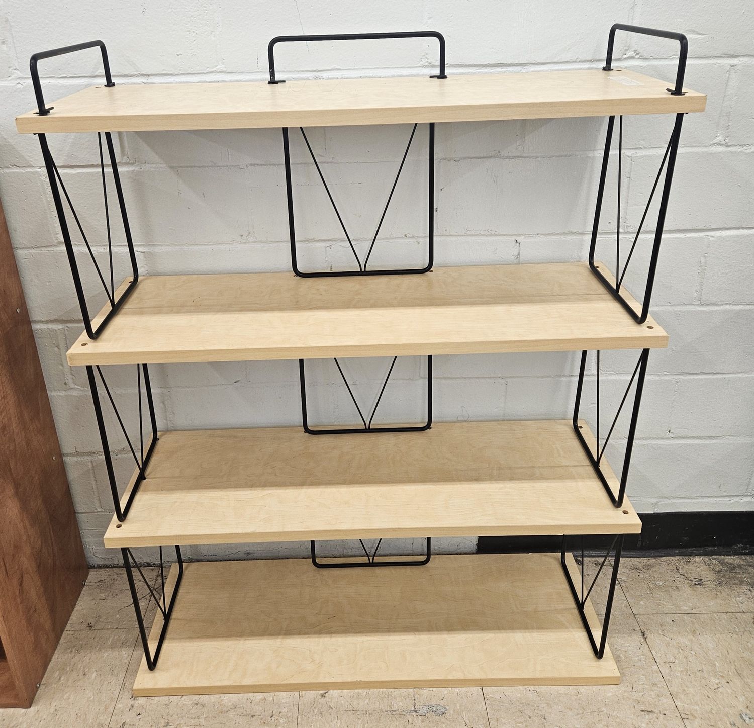 Modern Industrial 4-Tier Wood &amp; Metal Bookshelf