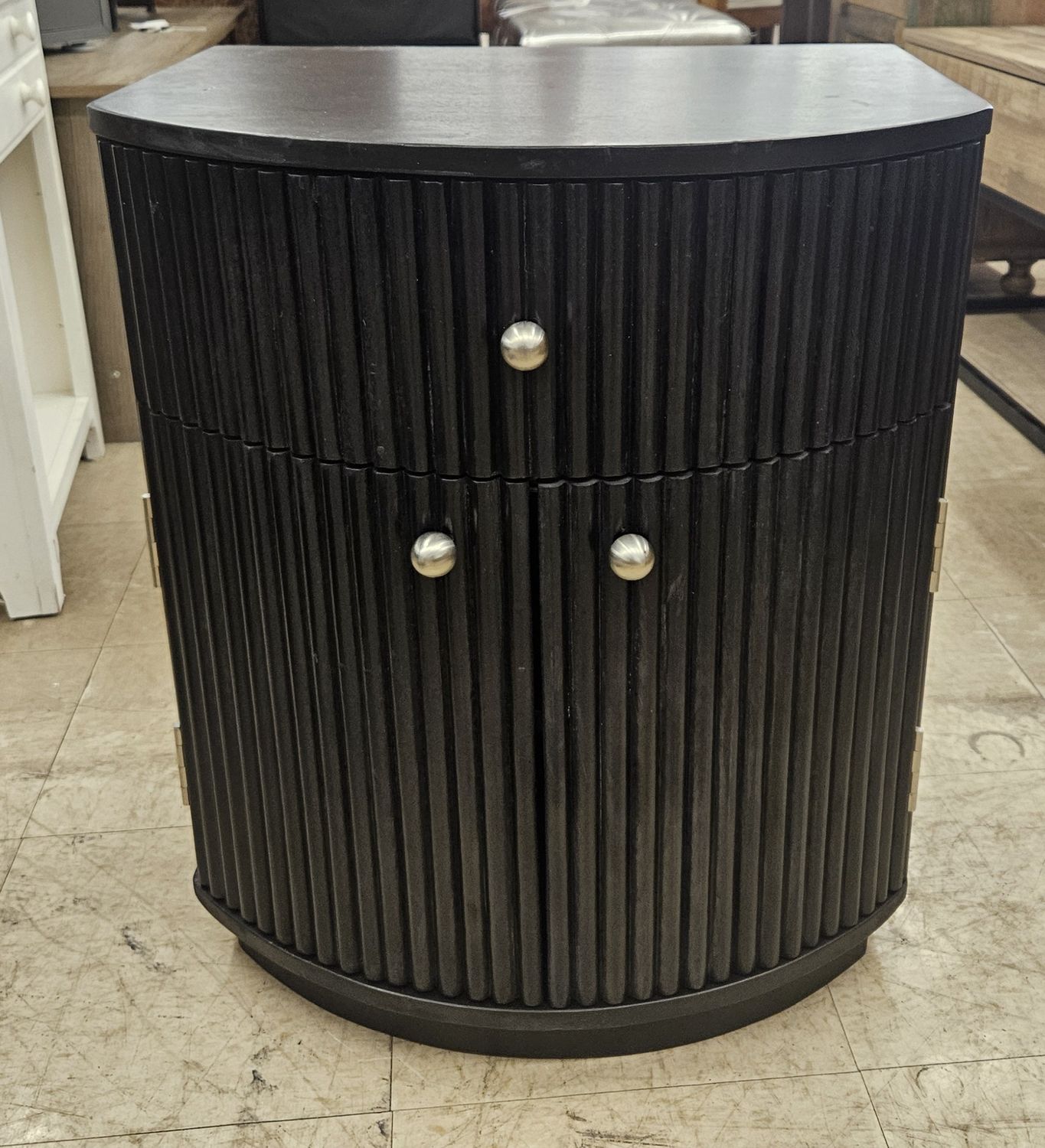Modern Fluted Demi-Lune Accent Cabinet