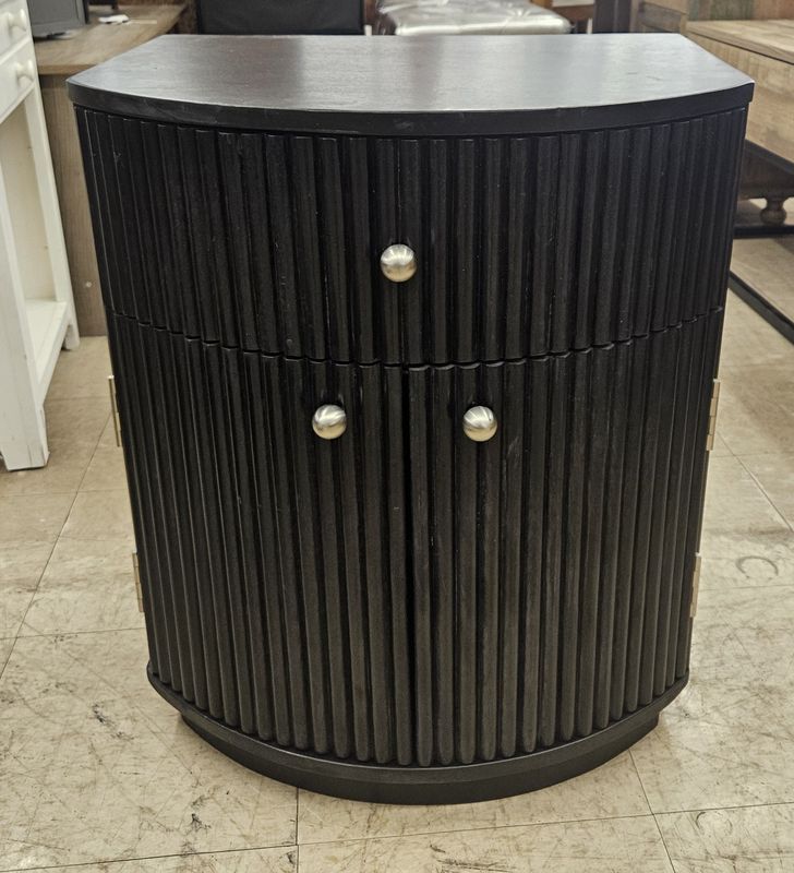 Modern Fluted Demi-Lune Accent Cabinet