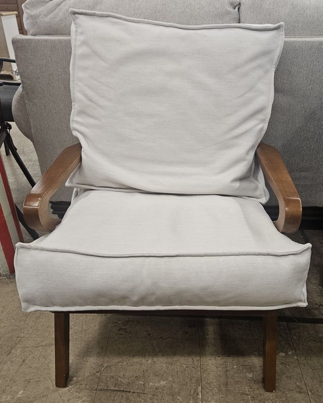 Mid-Century Solid Wood Lounge Chair with Cushions