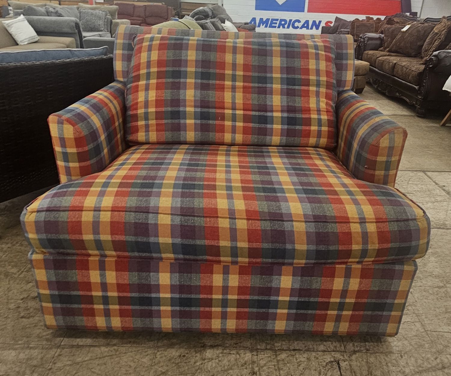 Ethan Allen Plaid Oversized Chair