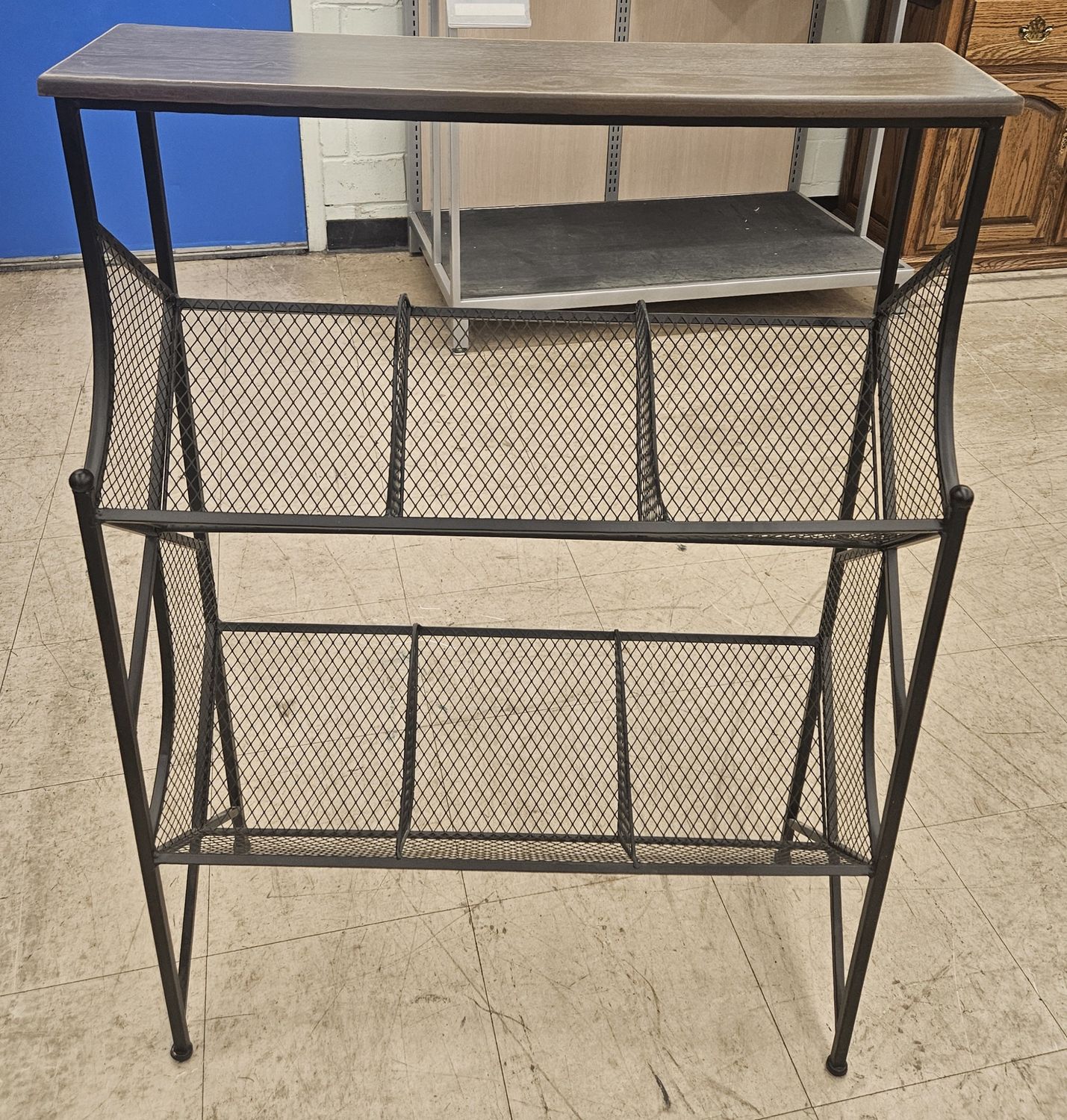 Industrial Metal &amp; Wood Magazine Rack / Console Table
