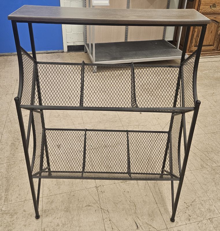 Industrial Metal &amp; Wood Magazine Rack / Console Table