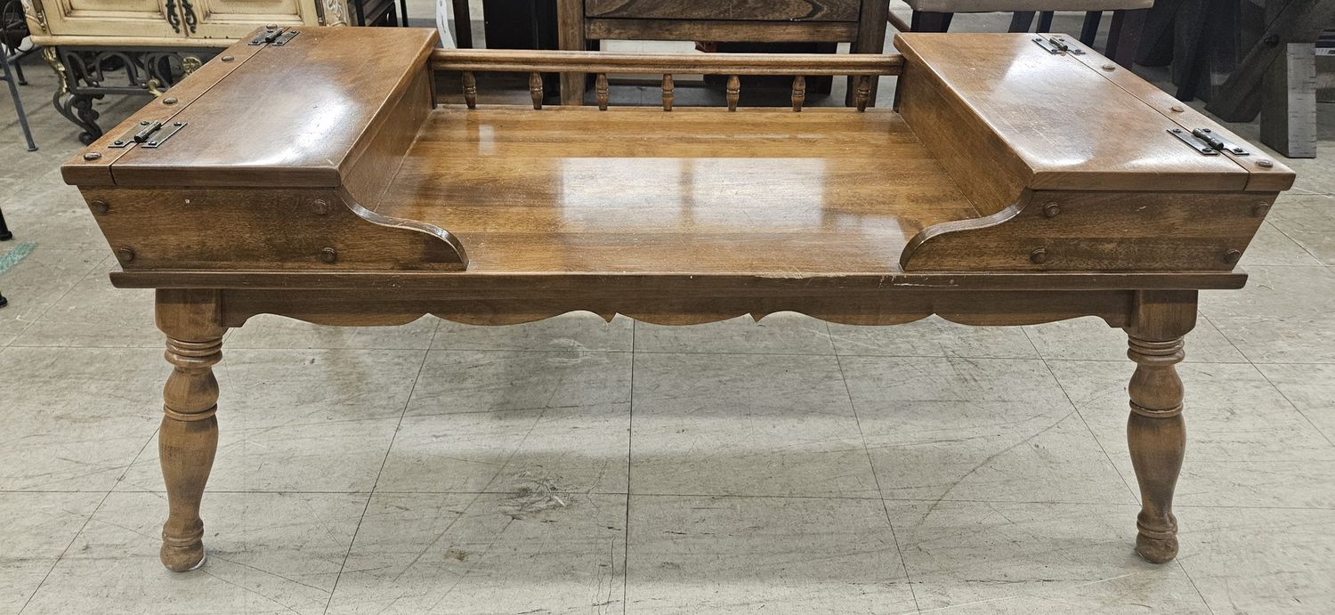 Solid Wood Storage Coffee Table with Lift-Top Compartments