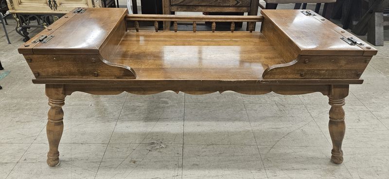 Solid Wood Storage Coffee Table with Lift-Top Compartments