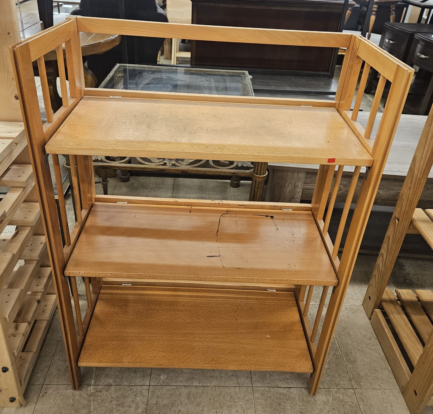 Space-Saving Folding Wood Storage Shelf