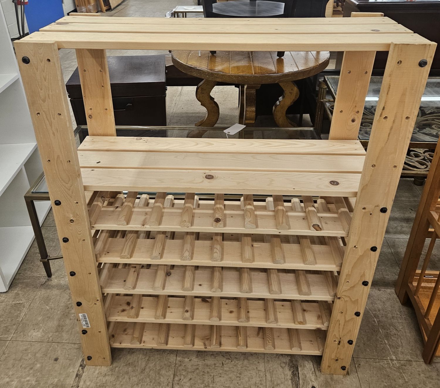 Solid Pine Wine Storage Rack with Top Shelf