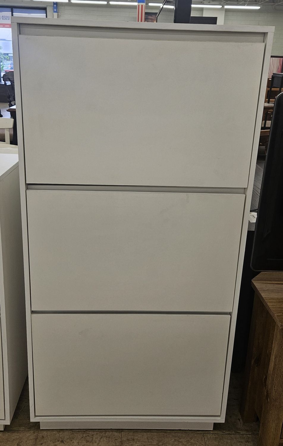 Modern White Flip-Down Shoe Storage Cabinet