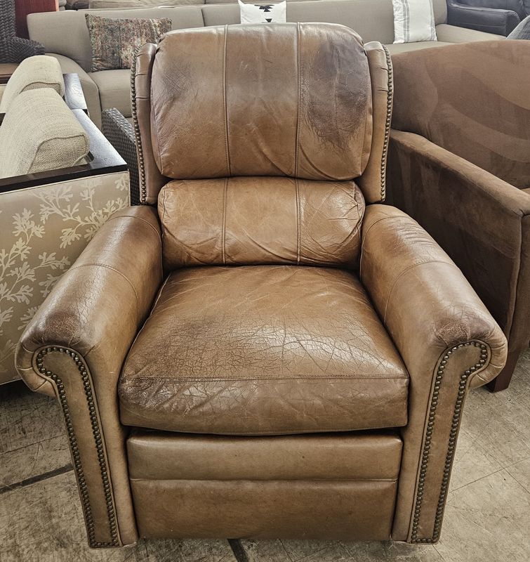 Distressed Leather Swivel Rocker Recliner - FREE DELIVERY